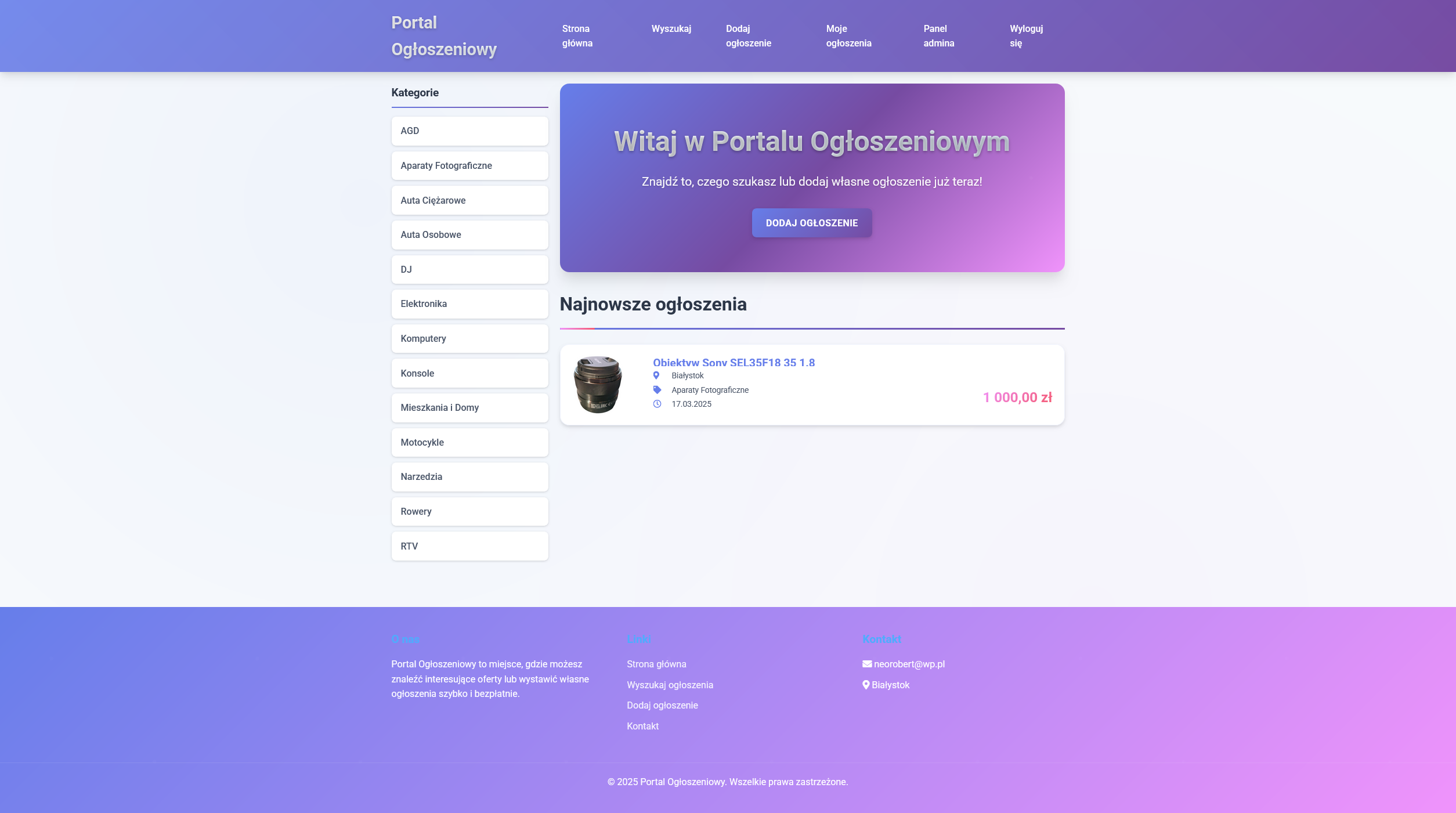 Skrypt ogłoszen z panelem admina i płatnościami