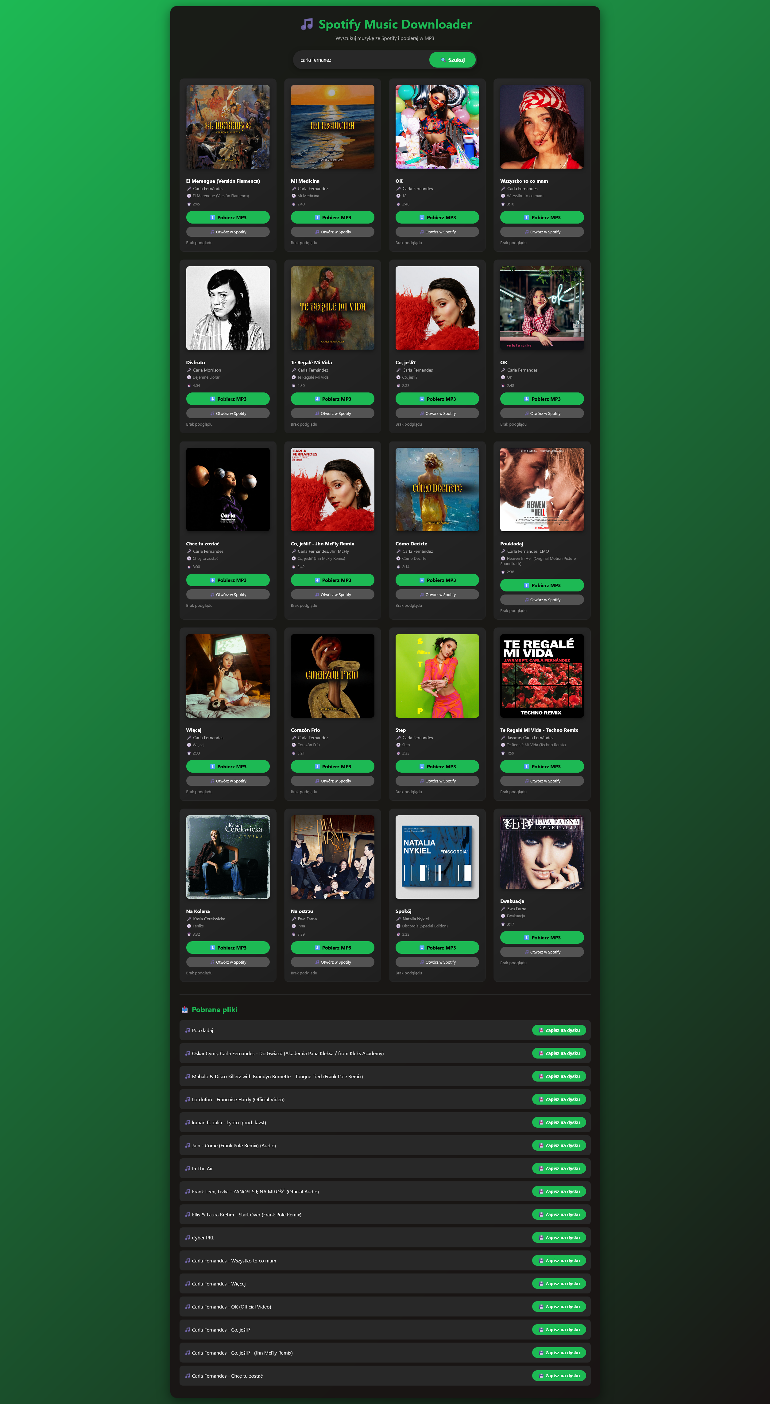 Wyszukiwarka i pobieranie ze Spotify