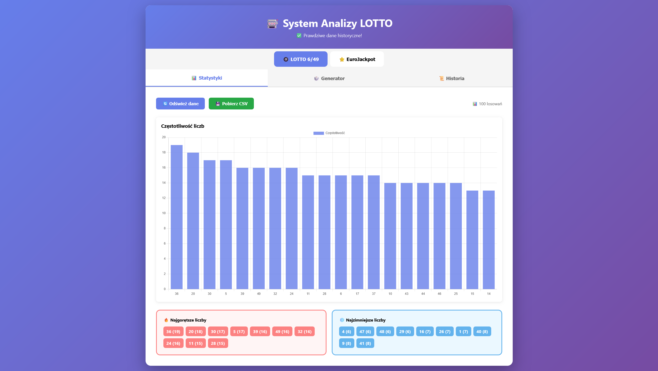 Skrypt generatora Lotto